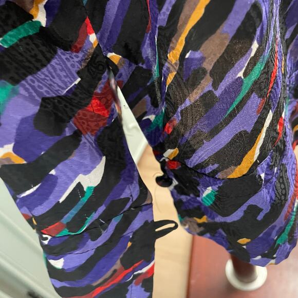 VTG Givenchy Colorful Abstract Blouse Size 42 or 14 US Made In Germany Relaxed - Picture 4 of 5